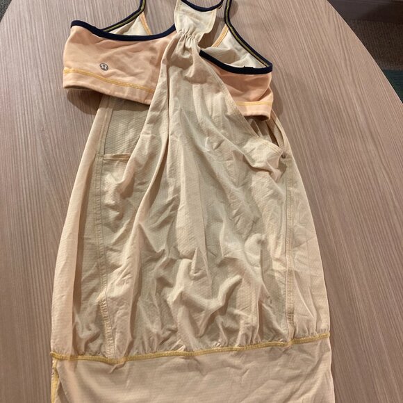 Lululemon No Limit Tank Top 6 Yellow Solid Built In Bra Activewear Top Layered - Picture 2 of 3
